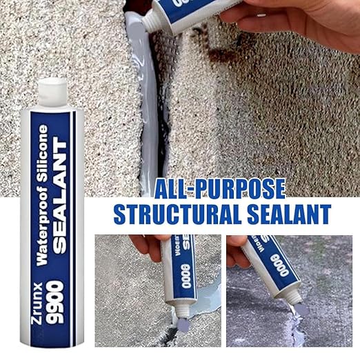 All-Purpose Super-Structural Sealant, Waterproof Adhesive 9900, 9900 Sealant Waterproof, Glue Strong Sealing Compound for Construction, Roofing, Bathroom & DIY Repairs (Black)