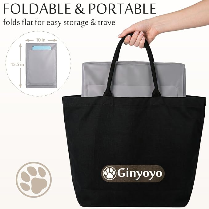 Dog Litter Box with High Walls, Foldable Pee Pad Holder, 33×22×16" | Waterproof No-Spill Indoor Dog Potty Tray, No Assembly Required, Easy to Clean and Fold, for Small and Medium Dogs, Gray
