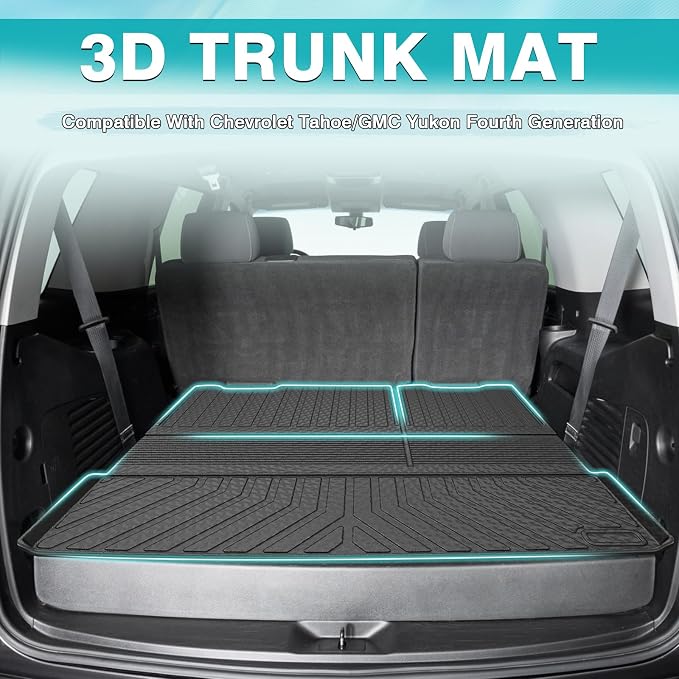 Mixsuper Cargo Liner for Tahoe/GMC Yukon 2015-2020 (Non XL), Trunk Mat for Tahoe Accessories All Weather Cargo Mat Rear Trunk Liner Black 3PCS
