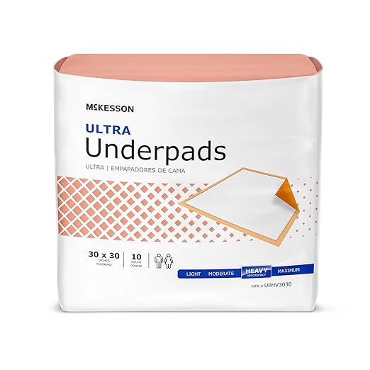 McKesson Ultra Underpads, Heavy Absorbency, Elderly, 30 x 30 in, 100 ct | Disposable Chux Pads for Adults, and Baby, Pee Pads, Incontinence Bed Pads