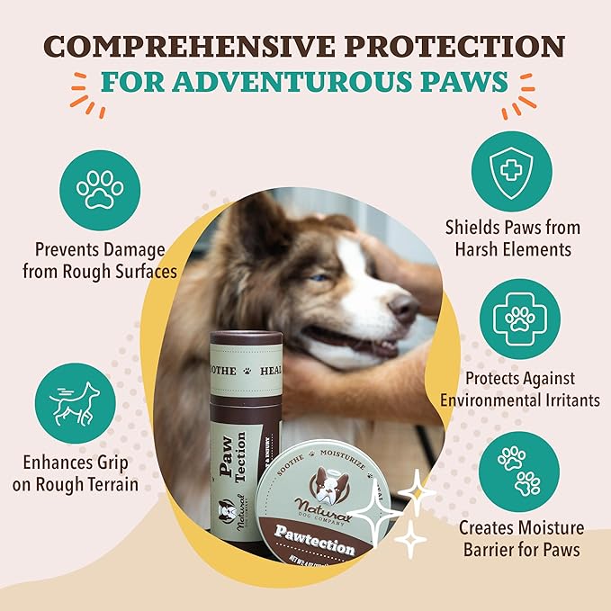Natural Dog Company Pawtection Balm for Hot Pavement, Dry Cracked Dog Paws, and Rough Terrain - Safe, Non-Toxic, and Lick Safe - Protects Paws Natural Ingredients, Lick-Safe, 2 oz Stick