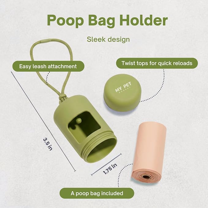 No Pull Dog Harness and Leash Set 3-in-1 Adjustable Anti Pull Dog Harness with Hands-Free Matching Leash,Poop Bag Holder,Easy Walk Dog Harness Extra Small Sized Dog(Olive Green)