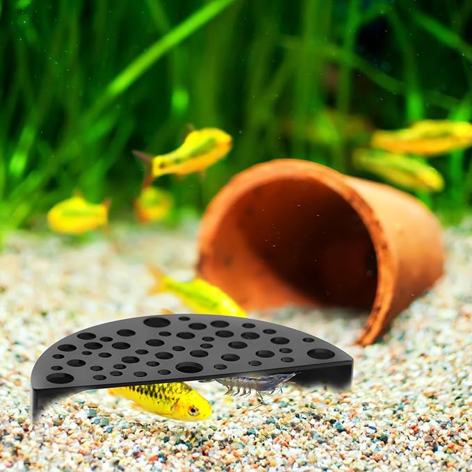 2Pcs Black Shrimp Cave Ornaments, Good Size Half Moon Shrimp House Decor, Fish Hiding Tools Supplies, Accessories Decor Supplies Can Be Used in Aquariums