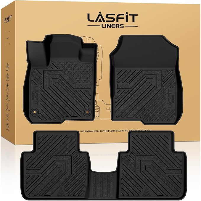LASFIT Floor Mats for Honda HRV 2027 2026 2025 2024 2023 Sport/LX/EX-L (Gasoline & Hybrid) & for Acura ADX 2025-2026, All Weather TPE Custom Fit HR-V Floor Liner, 1st & 2nd Row, Black