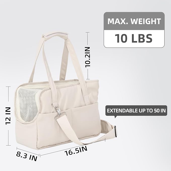 Casual Crossbody Bag for Pets, Hands-Free Shoulder Pet Bag | Fully Openable Sunroof Cover with Mesh Window, Pet Carrier Purse for Small Dogs and Cats (Can Hold 10 Pounds)