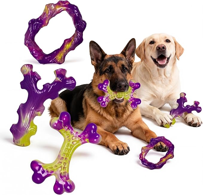 Jouets pour Chiens Mordeurs Agressifs (lot de 6) : Jouet pour Grand Chien Mâcheur Agressif, Jouet pour Chien Occupant, Goût Bacon