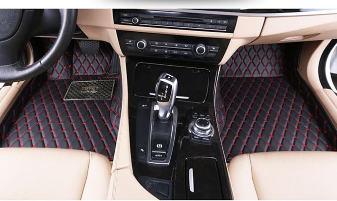 Personalized Words, Customized Photo for Your Car, All-Weather Floor Mats Full Set Car Cardog Auto Vhehicles Custom Fit- Black/Red