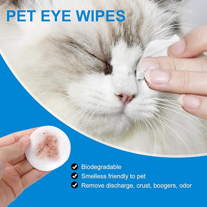 OPULA Dog Eye Wipes Biodegradable, Hypoallergenic Cat Dog Eye Cleaner, Pet Tear Stain Remover Wipes | Wrinkle, Face, Eye Cleaner Pads to Gently Remove Discharge, Crust | Unscented Pet Tear Wipe -300PZ
