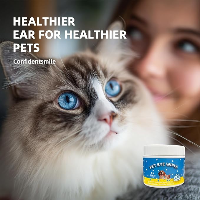 Cats Dogs Eye Cleaning Finger Wipes - 100 PCS Pet Eye Care Wipes for Cats and Dogs - Gentle Eye Area Cleaning Wipes - Removes Tear Stains & Dirt, Keeps Eyes Fresh and Clean (CY_EyeWipes)