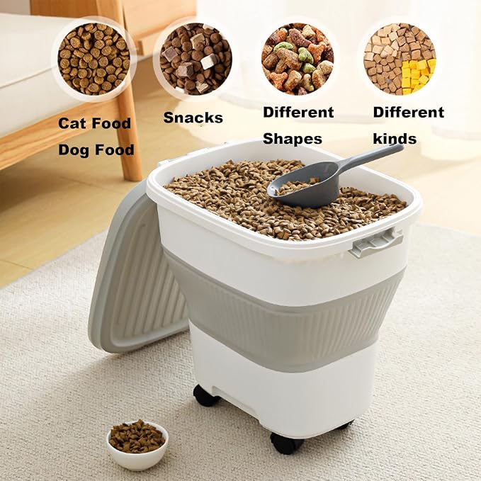 SEWIU 2pack 35 lbs Dog Food Storage Container,Collapsible Dog Food Container with Scoop,Pet Food Storage Containers to Keep Dry Food Fresh,Easy to Move