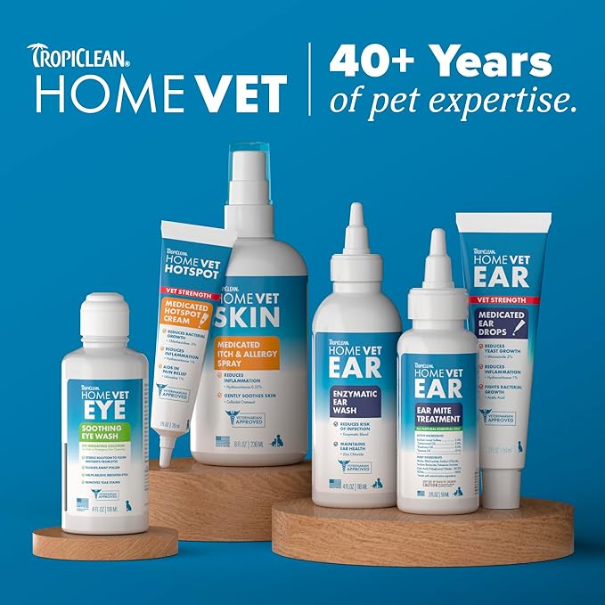 TropiClean HomeVet Medicated Cream, Hot Spot Treatment for Dogs, Fast Itch Relief, with Vet Strength Chlorhexidine & Hydrocortisone, USA Made, 1 oz