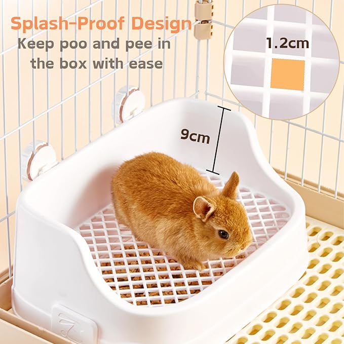 Rabbit Litter Box, Small Animals Litter Tray for Cage Detachable Bedding Litter Pan Potty Toilet Trainer Corner for Pet Rabbits Guinea Pigs Hamsters Chinchillas (Pink)