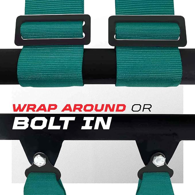 1pc 50 Cal Teal 4 Point Harness 2" Straps, Racing Harness Seat Belt | Ultra Kush padding, Push Button quick release hardware. Universal Fit for UTV, RZR, race car.