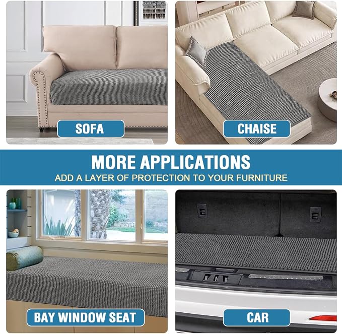 H.VERSAILTEX Plush Chenille Dog Bed Cover Thick Soft Sofa Cover for 3 Cushion Couch Anti Slip Couch Cover Furniture Protector for Dog, Pet, Cat (35" x 82", Grey)