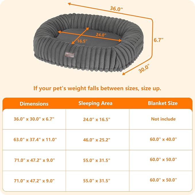 Orthopedic Waterproof Medium Dog Bed Sofa, Gel Memory Foam, 36" | Reversible Egg-Crate Foam Cushion Dog Sofa, Washable Corduroy Fleece Pet Bed, Removable Cover & Non-Slip Bottom, Medium Grey