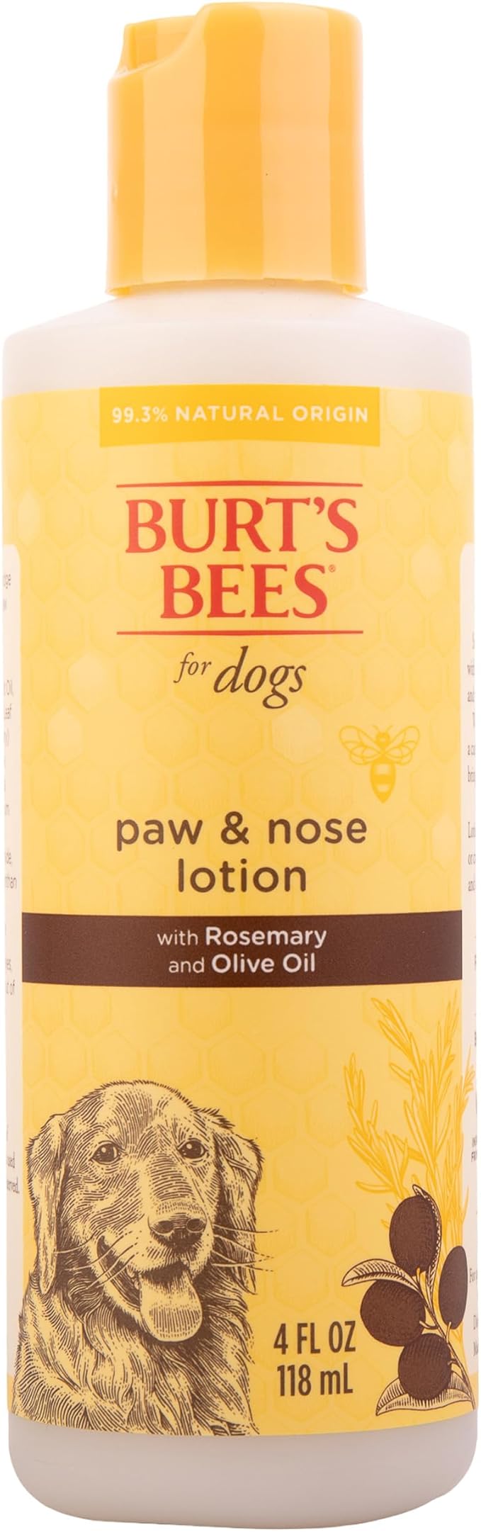 Burt's Bees for Pets Dog Paw and Nose Lotion with Rosemary and Olive Oil, Moisturizing Paw Balm for Dry Cracked Pads and Dog Nose Butter Moisturizer, Paw Lotion for Dogs Skin Care, 4 Fl Oz - 24 Pack