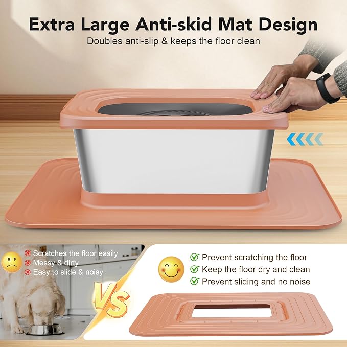Decflow 10L Stainless Steel Dog Water Bowl, No Spill Anti-Splash Bowls | Slow Drinking for Messy Drinkers, XXl Anti-Skid Silicone Mat,Heavy Duty Pet Bowls for Indoor/Outdoor Use