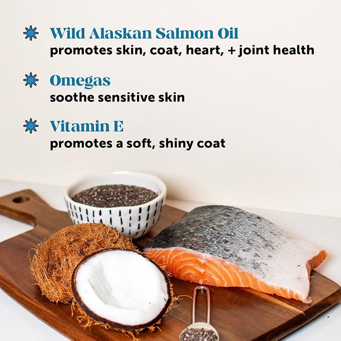 Wild Alaskan Salmon Oil for Dogs Omega 3 Fish Oil Chews - Skin + Coat Supplement for Itchy Skin Relief, Dry Skin, Hot Spots + Shedding Control - Supplements with Vitamin E + Vitamin C (Salmon, 90 Ct)