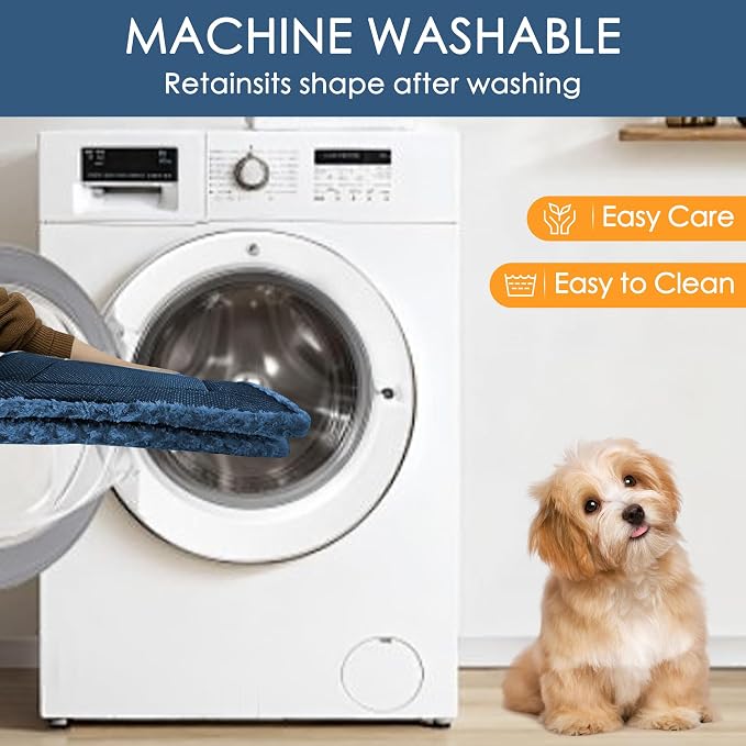4 Pcs Washable Dog Bed Plush Orthopedic Outdoor Crate Mat with Non-Slip Bottom,Luxe Kennel Pad for Pets,Cozy Cage Cushion&Pet Sleeping Mattress Large Sized,Medium,Small Dogs,24 x 18 inch,Color Blend