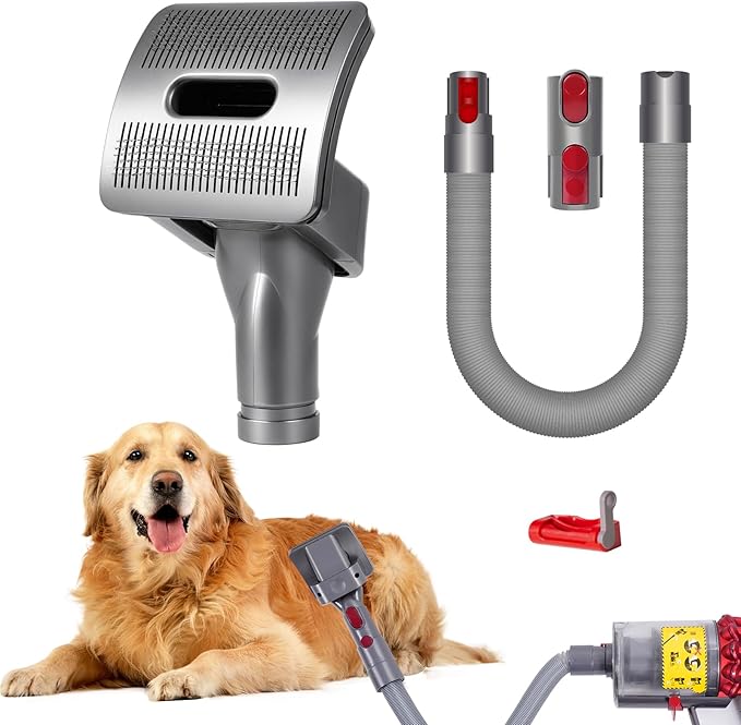 Pet Grooming Kit Compatible with Dyson V7 V8 V10 V11 V15 Vacuum Cleaner | Flexible Extension Hose Mattress Tool Stiff Brush Soft Bristle and Flexible Crevice Tool for Home Cleaning