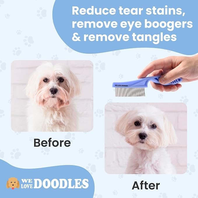 We Love Doodles Large Dog Face Grooming Comb & Large Slicker Brush Bundle