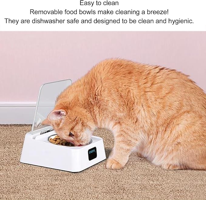 Removable Automatic Cat Feeder, Infrared Automatic Sensor Switch Cover with Transparent Lid, Proof Smart Automatic Pet Feeder for Cat, Camping, Wet Food