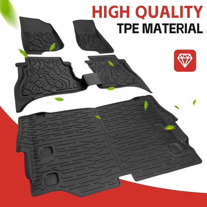 Cargo Mat with Floor Liner Compatible with 2021-2025 Jeep Wrangler JL Unlimited 4XE 4 Door, Cargo Liner TPE Floor Mat for 2024 Jeep Wrangler JL/JLU Accessories(Cargo Mat+Floor Mat)