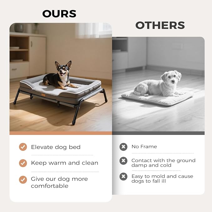 Lekereise Raised Dog Bed for Small Dogs, Waterproof Elevated Dog Cot, Outdoor Cooling Pet Bed
