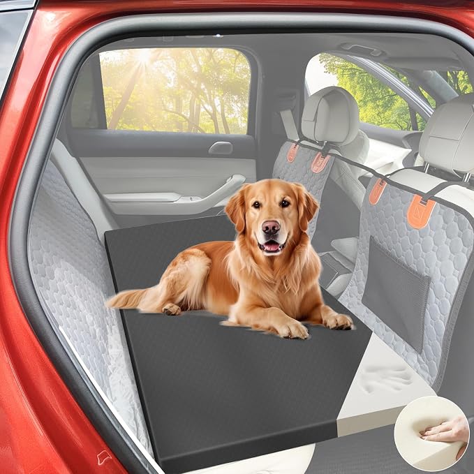 Dog Car Bed for Back Seat Cover with Supportive Foam, Small | Pet Mat Cushion for Car Backseat Extender with Removable Cover, Common Size for Sedan, SUV & Truck, Easy Clean