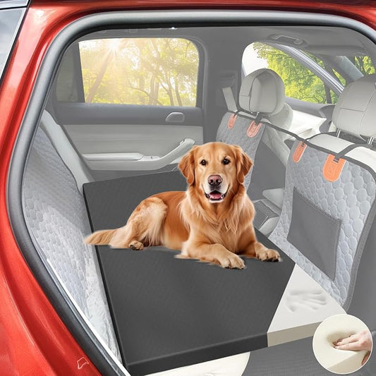 Dog Car Bed for Back Seat Cover with Supportive Foam, Small | Pet Mat Cushion for Car Backseat Extender with Removable Cover, Common Size for Sedan, SUV & Truck, Easy Clean