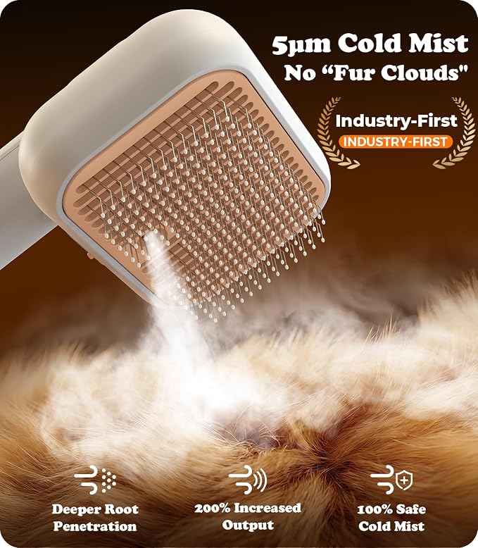 Rorhxia Steam Dog Cat Brush for Shedding, for Short/Long Haired Pet | 2026 Upgraded | Cool Steam Brush | 1*Shampoo | Skin Friendly | Self Cleaning | IPX7 Waterproof | Deodorizes | Soften the Coat