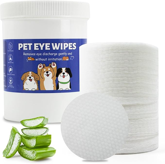 Dog Eye Wipes 180 Counts, Gently Clean Eye Wipes for Dogs & Cats Textured Grooming Pet Eye Wipes for Dogs and Cats, Fight Tear Stains, Eye Debris, Discharge, Mucus Secretions with Aloe & Chamomile