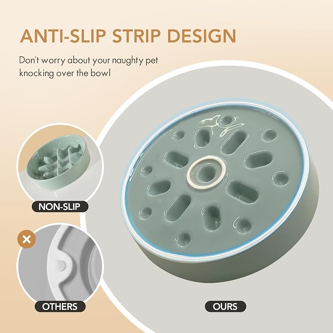 Havniva Dog Bowls Slow Feeder, Ceramic Slow Feeder Dog Bowls for Fast Eater | 0.9 Cups Dog Food Bowl Puzzle Feeder, Slow Feeding Bowls for Small Breed, Non-Slip Base, Anti-Choking