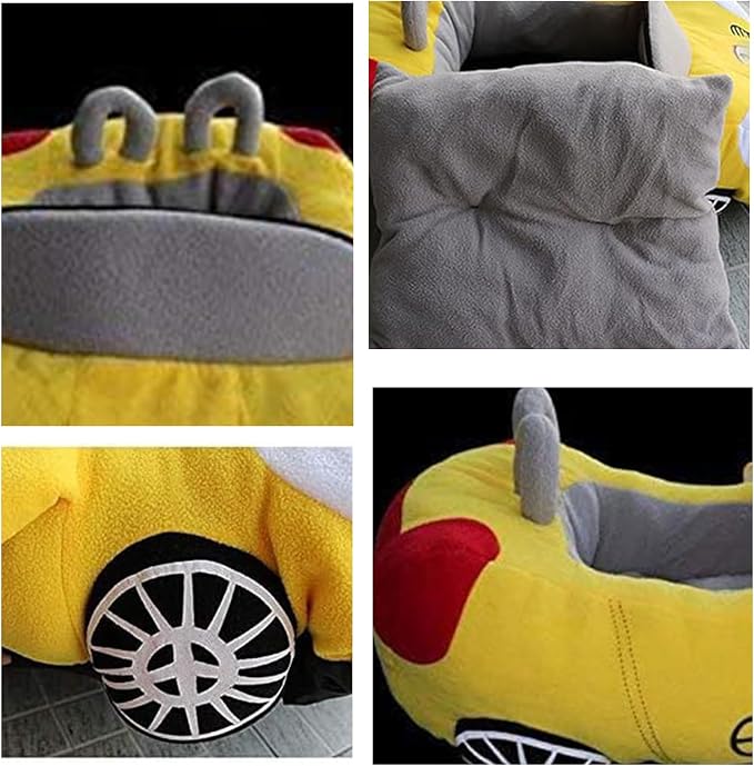 Sports Car Shaped Pet Dog Bed Fashionable Fancy Deluxe Cozy Warm Cute car Design Pet Bed 27"x20"x11" (Yellow)