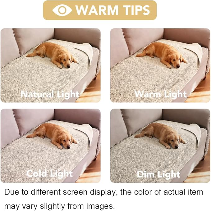 H.VERSAILTEX Non Slip Pet Couch Cover Chenille Dog Bed Protector Thick Soft Sofa Slipcover Pet Friendly Washable Couch Cushion Covers for Pets (40" x 50", Ivory)