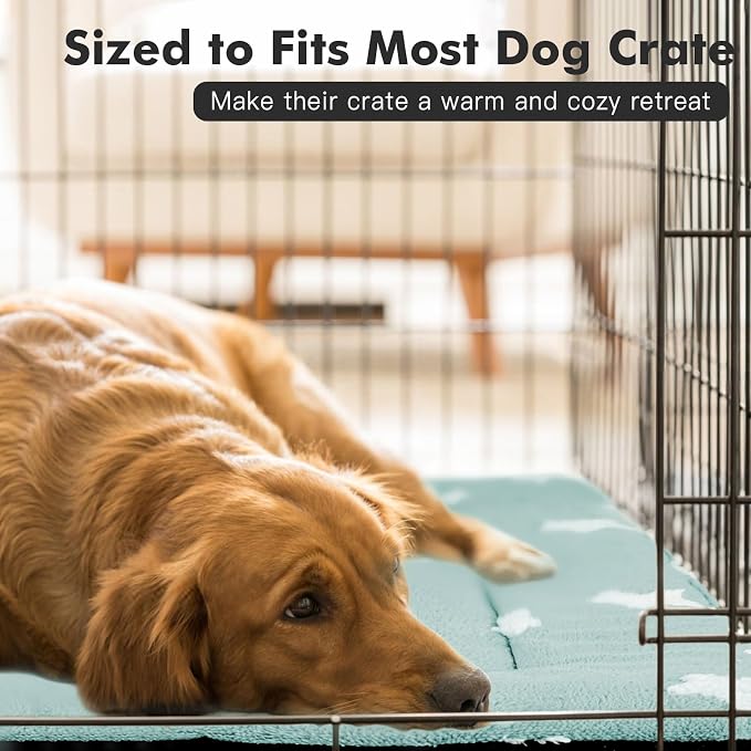 Mora Pets Dog Crate Pad Dog Bed for Crate Washable Flat Pet Kennel Mat Cute | Ultra Soft Dog Bed Mat, Crate Pad for Dog Cages Cozy Sleeping Liner, Pet Pillow Cushion Large Puppy Bed Anti Slip Blue 42x27