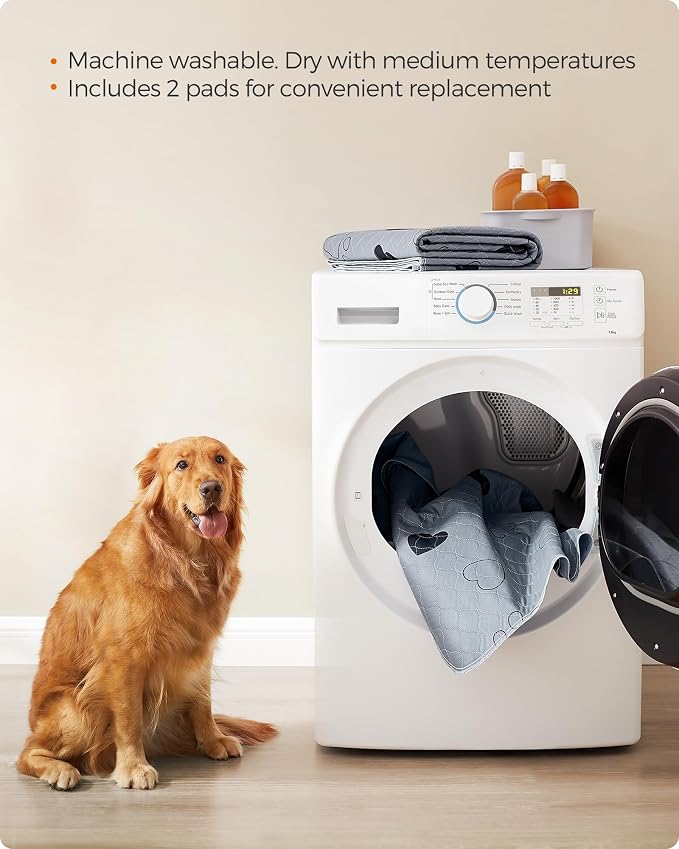 Feandrea Washable Pee Pads for Dogs, Waterproof, 72 x 72 Inches, 1 Pack | Reusable Pet Training Pads for Cats, Rabbits, XL, Leakproof, Non-Slip, Super Absorbent, Gray, ISLAND Collection UPTD072G01