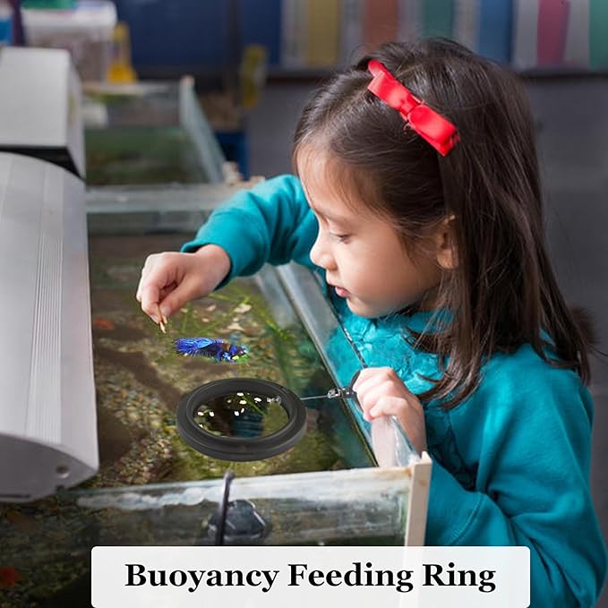 SunGrow Betta Feeding Ring, Prevent Water Turbulence from Washing Food into Filter, Practical Round Floating Food, Suitable for Guppy, Goldfish and Other Small Fish (3 Feeding Rings)