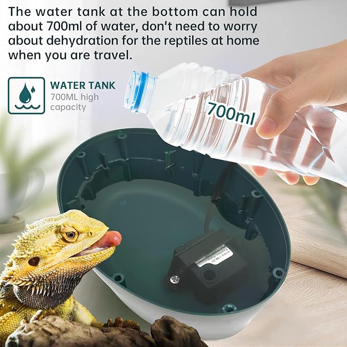 MYGIIKAKA Reptile Drinking Water Fountain Chameleon Accessories Automatic Circulation System with Trough, Bearded Dragon Cage Accessories Reptiles Habitat Waterfall for Snake/Lizard/Chameleon/Turtle
