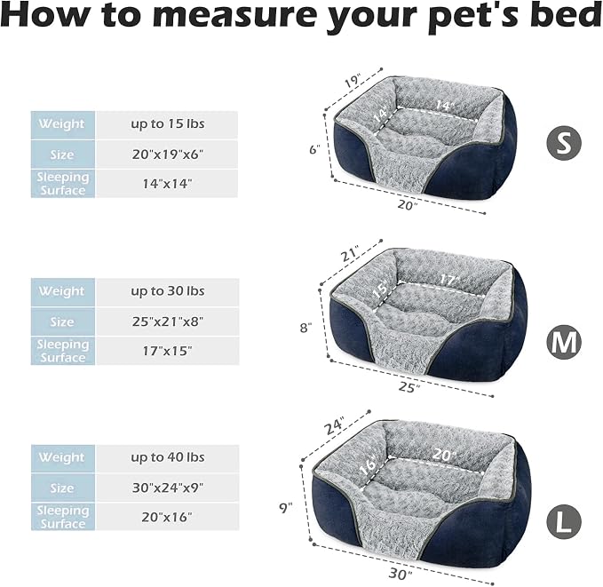 Large Dog Bed Rectangle Washable Orthopedic Soft Calming Sleeping Durable Pet Cuddler with Anti-Slip Bottom