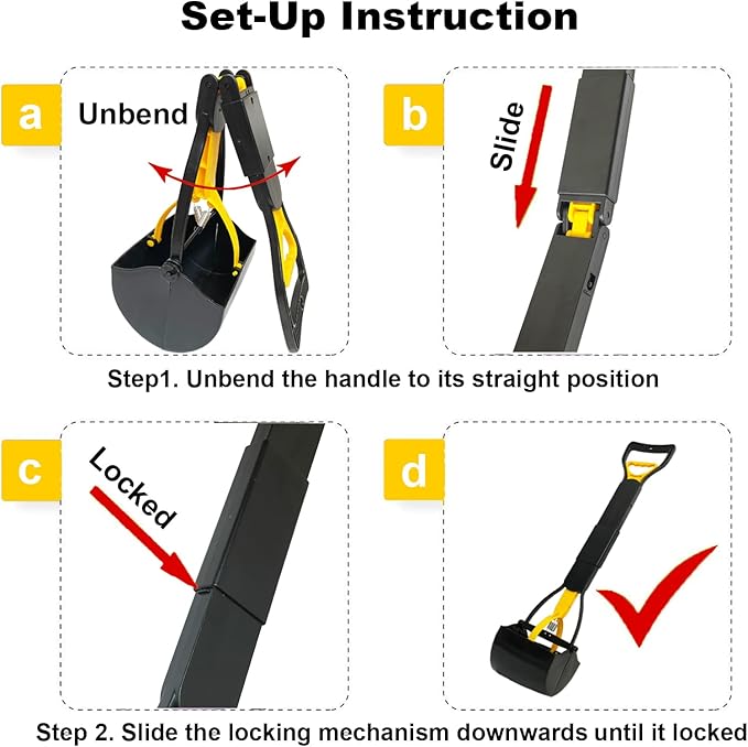 ienjoyed Dog Pooper Scooper for Large Medium & Small Dogs Heavy Duty,Long Handled Dog Poop Scooper for Grass,Durable Dog Poop Pick Up Tool (Yellow)