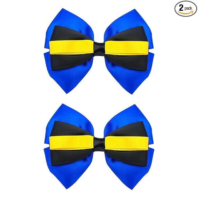 2Pcs Blue Fish Hair Bow Clips Ocean Theme Accessories Halloween Costume Dress up Birthday Party Supplies Blue Yellow 3.5 in