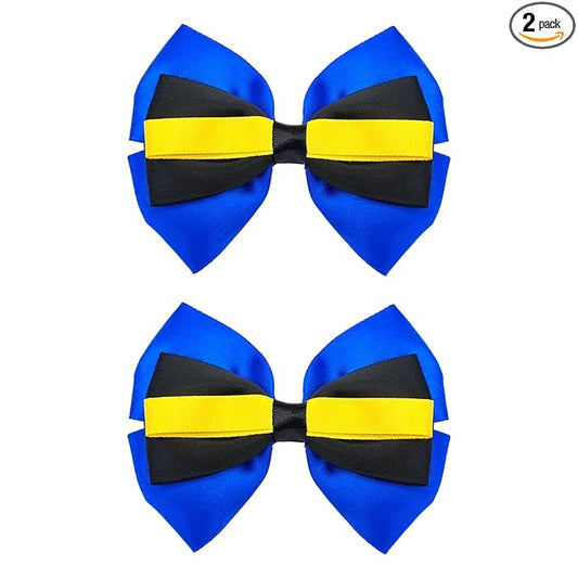 2Pcs Blue Fish Hair Bow Clips Ocean Theme Accessories Halloween Costume Dress up Birthday Party Supplies Blue Yellow 3.5 in
