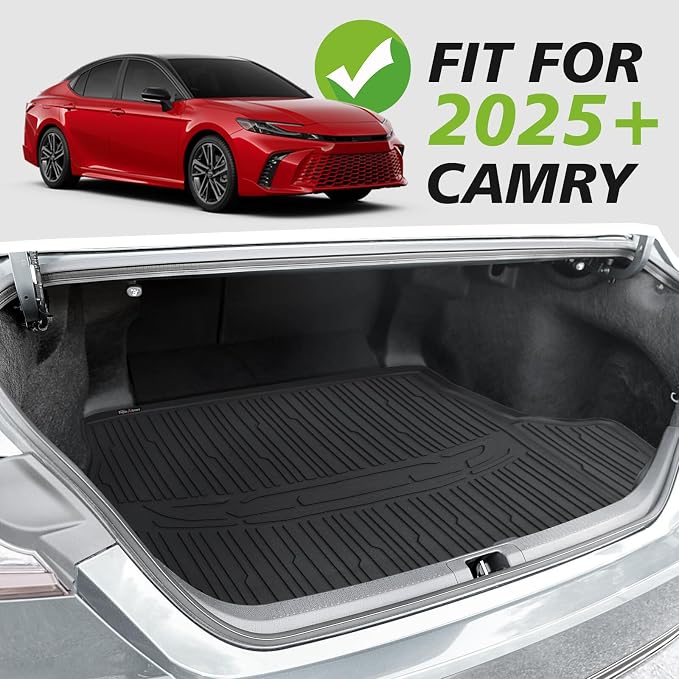 TripleAliner Trunk Floor Mat All Weather Liners Compatible with 2025 2026 Toyota Camry (Include Hybrid) Accessories TPE Carpets Trunk Liner TPE Custom Fit Protection Car Mats