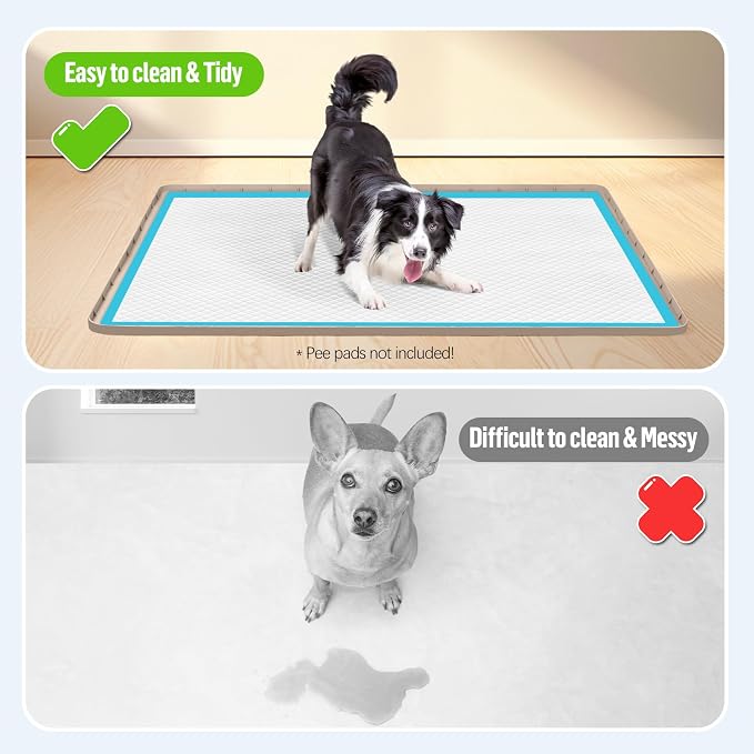 Pee Pad Holder for Dogs 57''x40'' Silicone Puppy Pee Pad Tray, Khaki | Extra Large Dog Potty Tray Leak-Proof, High Edge, No Spill Training Pads for Floor Protection, No Pee Pads