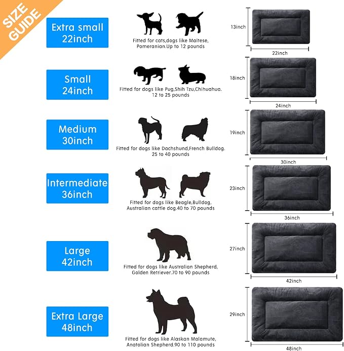 Dog Crate Pad Washable Dog Bed for Crate Large Cozy Mat 42-Inch Dark Gray | Ultra Soft Kennel Pad,Anti-Slip Bottom,Fits for Most Metal Crates,Comfortable Sleeping Pet Mat