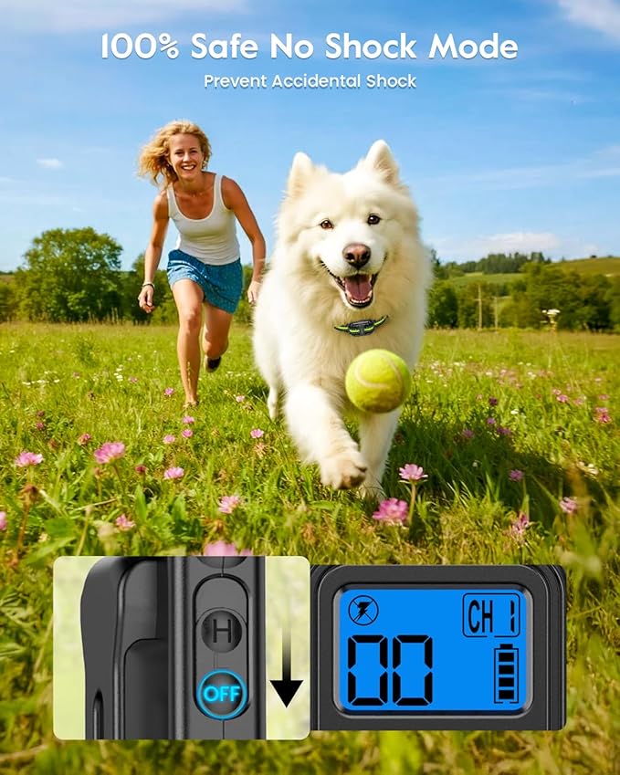 SLOPEHILL Dog Training Collar with Remote, 4200FT Electronic Dog Shock Collar with Beep, Vibration, Shock, Flash Light and No Shock Mode, Electric Shock Collar for Small Medium Large Dogs (Green)