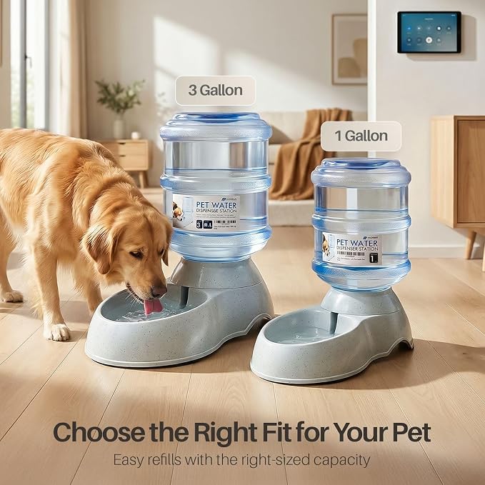 Flexzion Gravity Pet Water Dispenser Drinking Station for Dogs Cats (3 Gallon) Automatic Replenish Waterer for Small Large Breed Dog Cat,Feeding Watering Fountain Supplies Bottle Dish Bowl