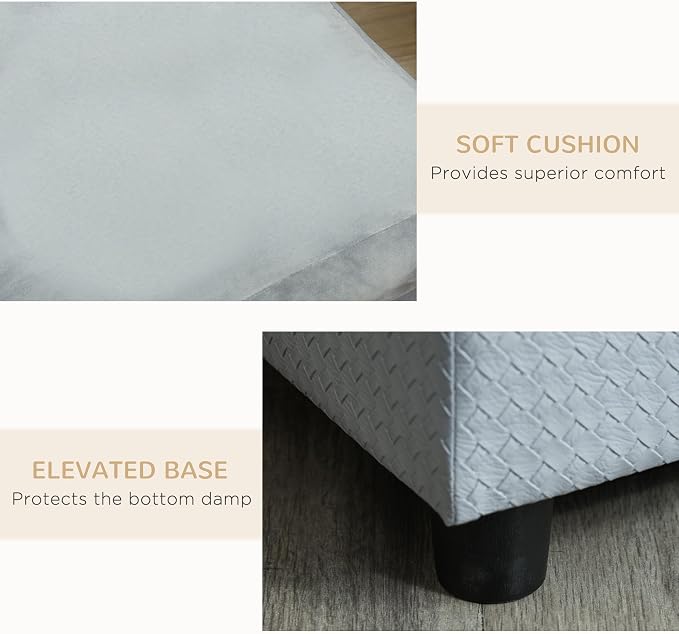 PawHut Luxury Fancy Dog Couch with Hidden Storage for Puppies, Gray | Small Dog Sofa Bed with 2" Soft Foam, Modern Pet Furniture for Little Breeds