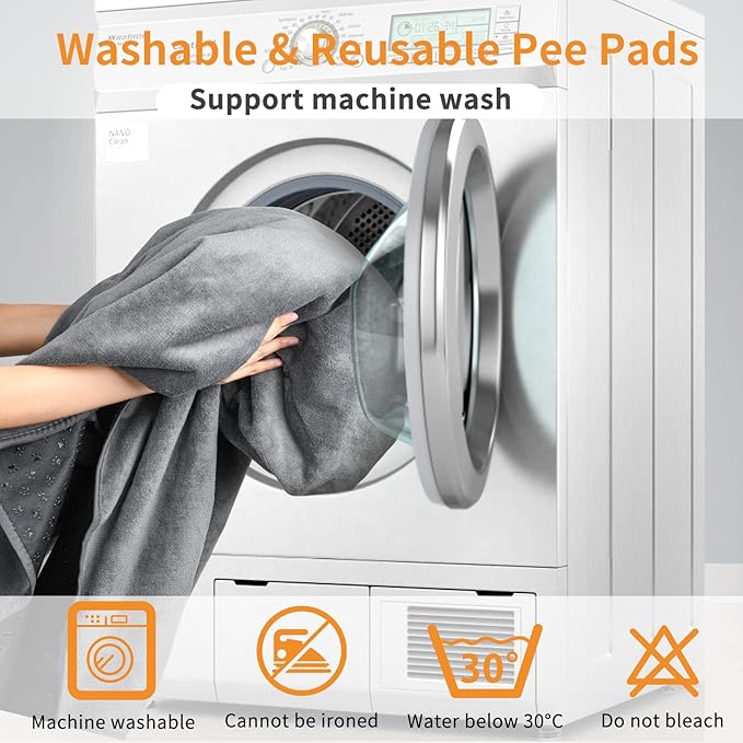 LOOBANI Washable Pee Pads for Dogs, 2 Pack Fast Absorbent Dog Mats,36"x48" | Leak-Proof and Non-Slip Reusable Puppy Pads, Machine Washable, Whelping Pads for Crate, Playpen, Incontinence, Housebreaking